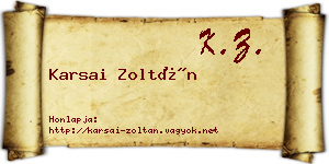Karsai Zoltán névjegykártya